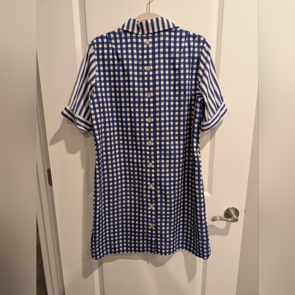Hinson Wu Aileen Stripe Short Sleeve Mini Shirt Dress Blue/White M - Picture 5 of 6